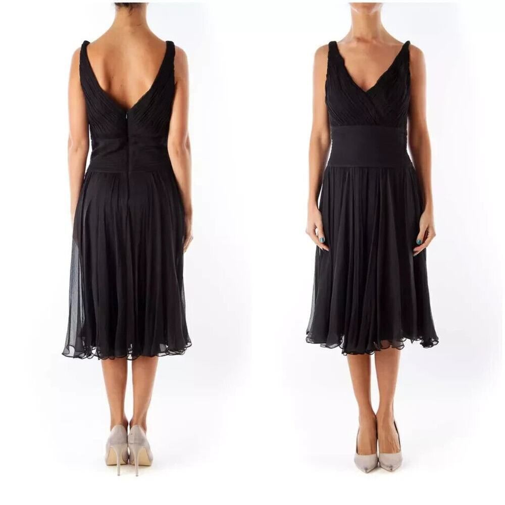 Tadashi Shoji Collection Silk Chiffon Dress Size 2 Black Cocktail Evening - Picture 3 of 11